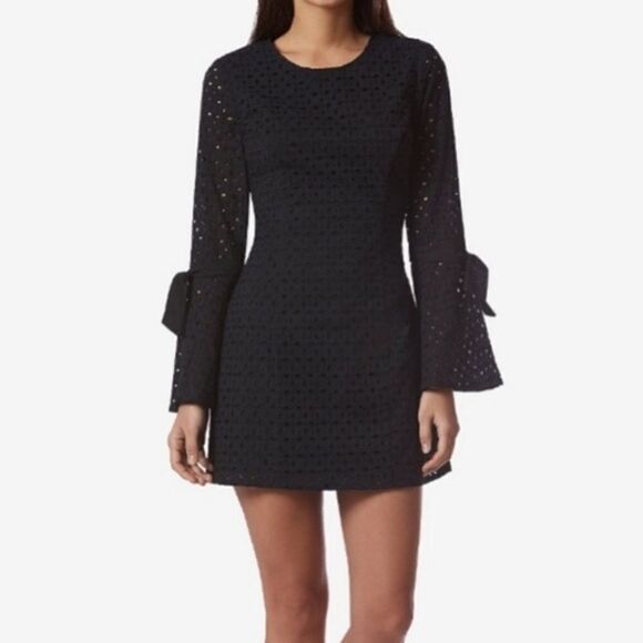 Avec Les Filles Black Eyelet Bell Sleeve Dress - Picture 12 of 16